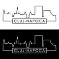 Cluj-Napoca skyline. Linear style.