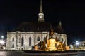 Night view of the Monument of Mathias Corvinus, Cluj-Napoca, Romania Royalty Free Stock Photo