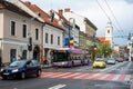 CLUJ-NAPOKA, ROMANIA - April 27, 2022. Trolleybus Solaris Trollino 18 #347 riding with passengers in the streets of Cluj-Napoka.