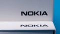 Cluj, Romania - May 13, 2019: Nokia logo on a smartphone box made by Nokia Corporation, a telecommunications, information Royalty Free Stock Photo