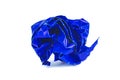 Clump of crumpled blue paper on a white Royalty Free Stock Photo