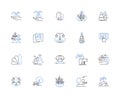 Clump line icons collection. Dense, Conglomerate, Cluster, Lumpy, Chunky, Mass, Bunch vector and linear illustration