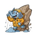 Clumsy Elephant Rock Climbing Illustration for Fun Royalty Free Stock Photo