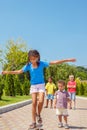 Clumsy girl skateboarding