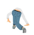 Clumsy man slipped on the slippery floor vector illustration isolated on white background. Boy fall down accident.