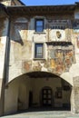 Clusone, Bergamo, Italy: historic palazzo comunale, court