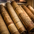 A group of scrolls of parchments