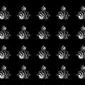 cluster of arranged Mandelbrot fractals in black and white
