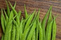 Cluster Bean or  GuarAlso Known as Gavar, Guwar or Guvar Bean isolated on Wooden Background Royalty Free Stock Photo