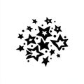 Cluster of Black Stars and Dots on White Background Abstract Design Royalty Free Stock Photo