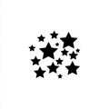 Cluster of Black Stars on a White Background Various Sizes and Sharp Points Simple Graphic Element Royalty Free Stock Photo