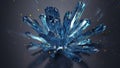 Cluster Of Blue Raw Crystals And Sparkles 3D Render Illustration