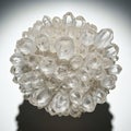 A cluster of clear quartz crystals SiO forms a spherical arrangement Royalty Free Stock Photo