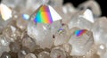 Cluster of clear quartz crystals (SiO?) with sharp points, exhibiting prismatic Royalty Free Stock Photo