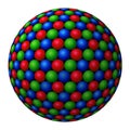 Cluster of colored spheres forming a larger one