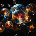 A cluster of colorful orbs floating in space, representing creativity and innovation.