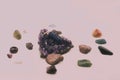 Group of crystals and rocks.