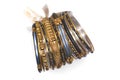 Cluster of Embellished Fashion Bangle Bracelets Royalty Free Stock Photo