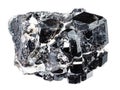 cluster of natural melanite black garnets cutout