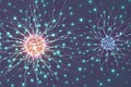 a cluster of neuron floats and branches out with axons and dendrites of cells in the brain\'s outer layers.