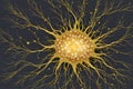 a cluster of neuron floats and branches out with axons and dendrites of cells in the brain\'s outer layers.