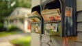 Cluster of Overflowing Mailboxes.AI generated image Royalty Free Stock Photo