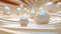 A group of white spheres on a wavy surface Royalty Free Stock Photo