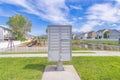 Cluster pedestal maibox near the playground and lake in a residential area at Utah valley
