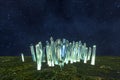 A cluster of precision-cut magic crystal, science fiction and magic theme, 3d rendering