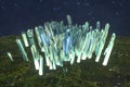 A cluster of precision-cut magic crystal, science fiction and magic theme, 3d rendering