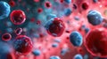 Cluster of Red and Blue Blood Cells