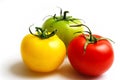 Cluster of red yellow and green tomatoes Royalty Free Stock Photo