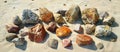 Group of Rocks on Sandy Beach Royalty Free Stock Photo