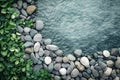 Rocks and Green Plants Amongst Beach Pebbles. Generative AI