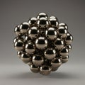 A cluster of shiny, metallic spheres forms a geometric structure, resembling a complex Royalty Free Stock Photo
