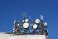 Cluster of Telecommunication Antennas Royalty Free Stock Photo