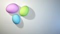 Cluster of three pastel colored Easter eggs