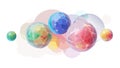 Cluster of Translucent Planets, Colorful Cosmic Bubbles, vector design Generative AI Royalty Free Stock Photo