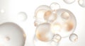 Cluster of translucent spheres with golden light reflections on white background bubble transparent Royalty Free Stock Photo