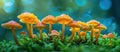 Orange mushrooms growing in a forest