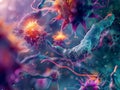 Cluster of viruses invading human cell