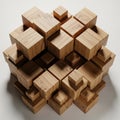A cluster of wooden cubes is Royalty Free Stock Photo