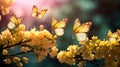 cluster yellow butterflies Royalty Free Stock Photo