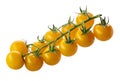 bunch of of Yellow Cherry Tomatoes isolated on white Royalty Free Stock Photo