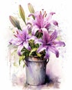 Clustered Beauty: The Stunning Purple Princess Flowers in a Transparent Bucket