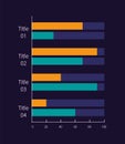 Clustered column infographic chart design template for dark theme