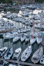 Clustered Yachts and Sailboats Moored at Marina Dock Royalty Free Stock Photo