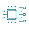 Clustering line icon. Interconnection of servers operating as a single system. Load balancer. Royalty Free Stock Photo