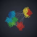 Colorful nodes connected by lines illustrate a network or graph theory Royalty Free Stock Photo