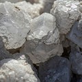 Clusters of white halite crystals, also known as rock salt, with a Royalty Free Stock Photo